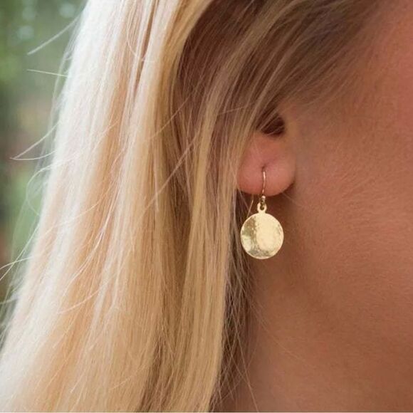 Tiny Circle Dangle Earrings - Picture 4 of 4